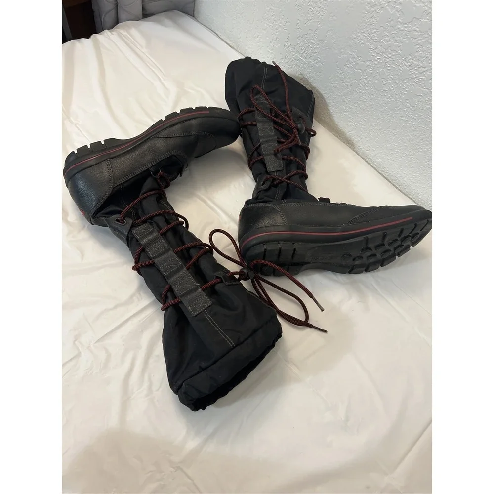 PAJAR Waterproof Grip Tall Winter Lined Lace Up Womens Sz 7 7.5 Black Red EU‎ 38